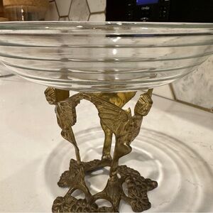 Vintage / Antique | brass Gold cherub bowl holder  Sculpture